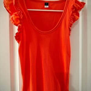 Women's Ruffled Sleeve Top - coral